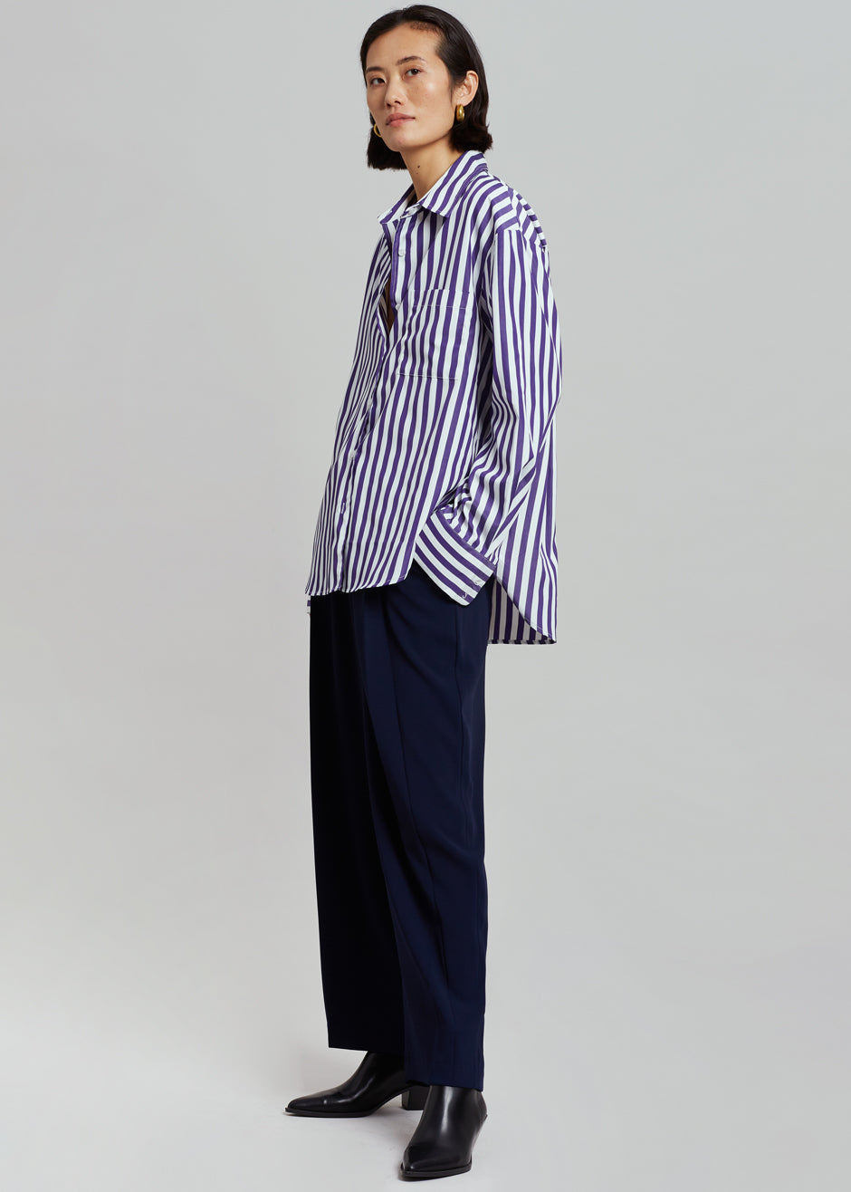 Lui Stripe Shirt - Deep Blue