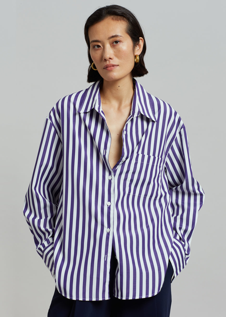 Lui Stripe Shirt - Deep Blue