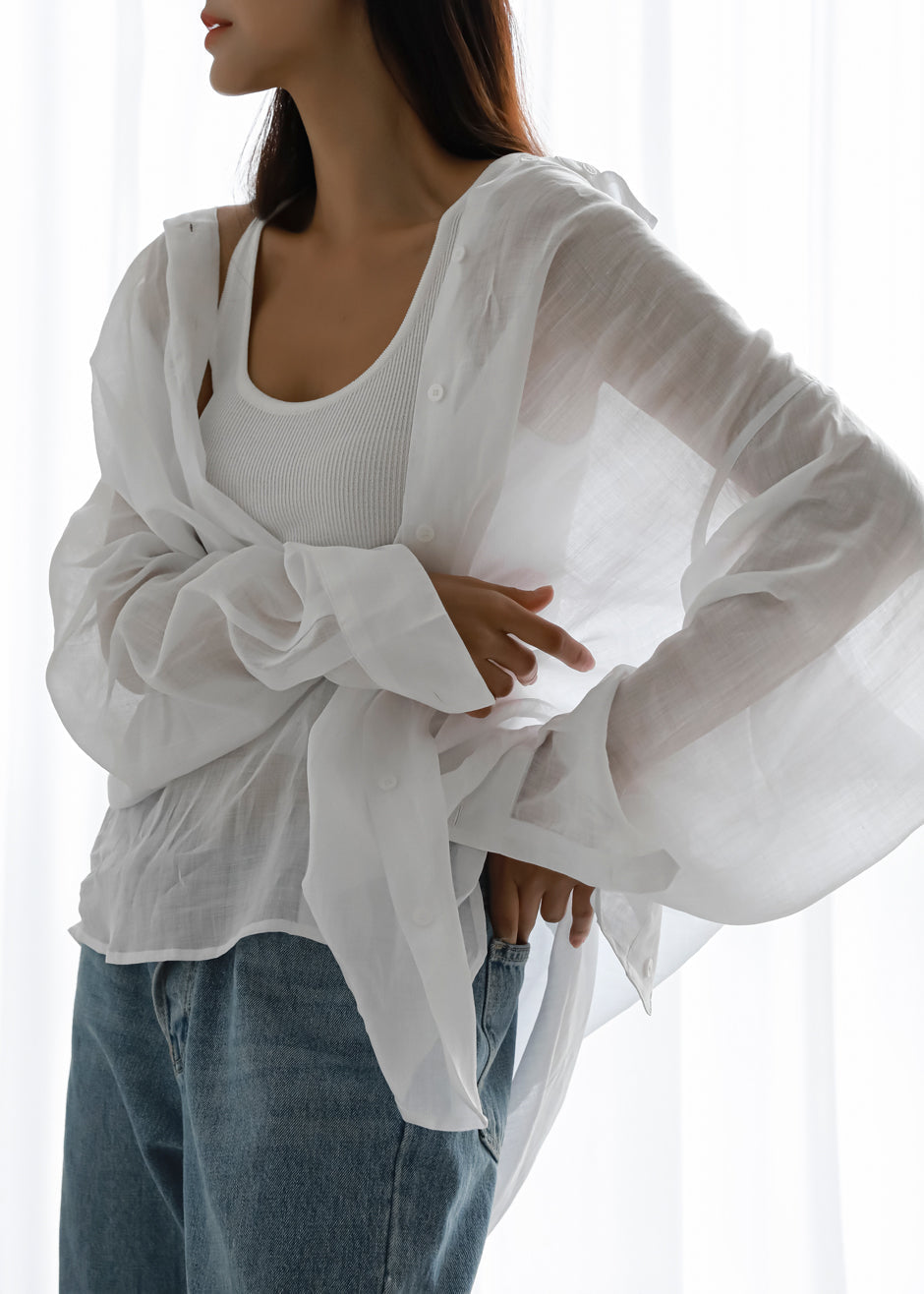 Marlow Oversized Linen Shirt - White