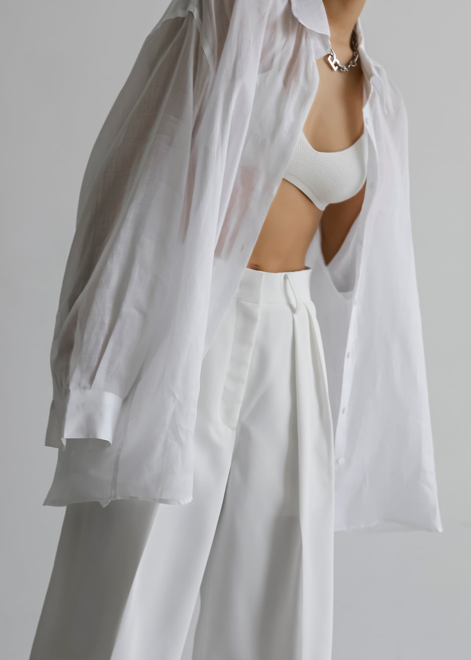 Marlow Oversized Linen Shirt - White