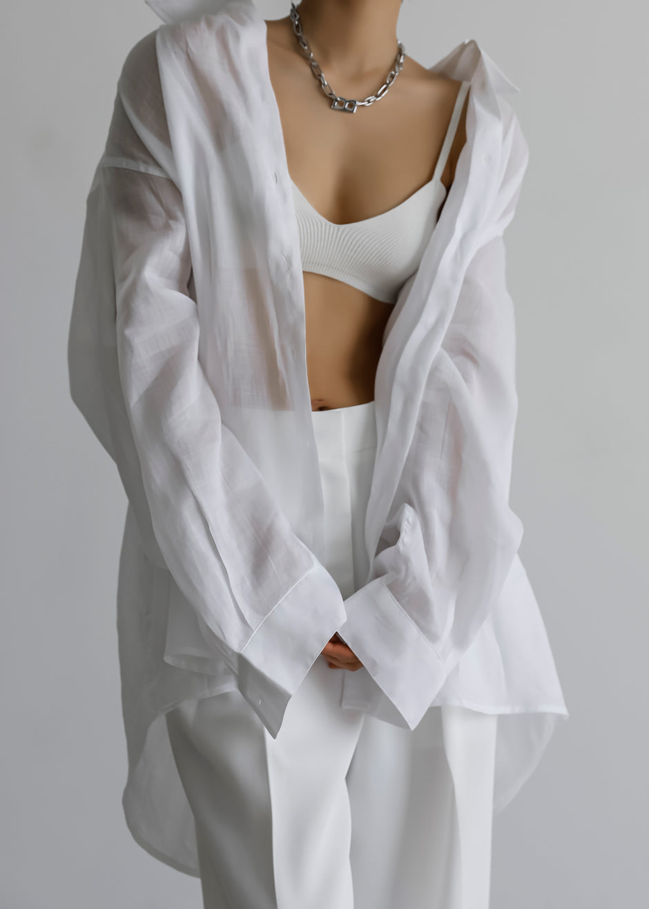 Marlow Oversized Linen Shirt - White