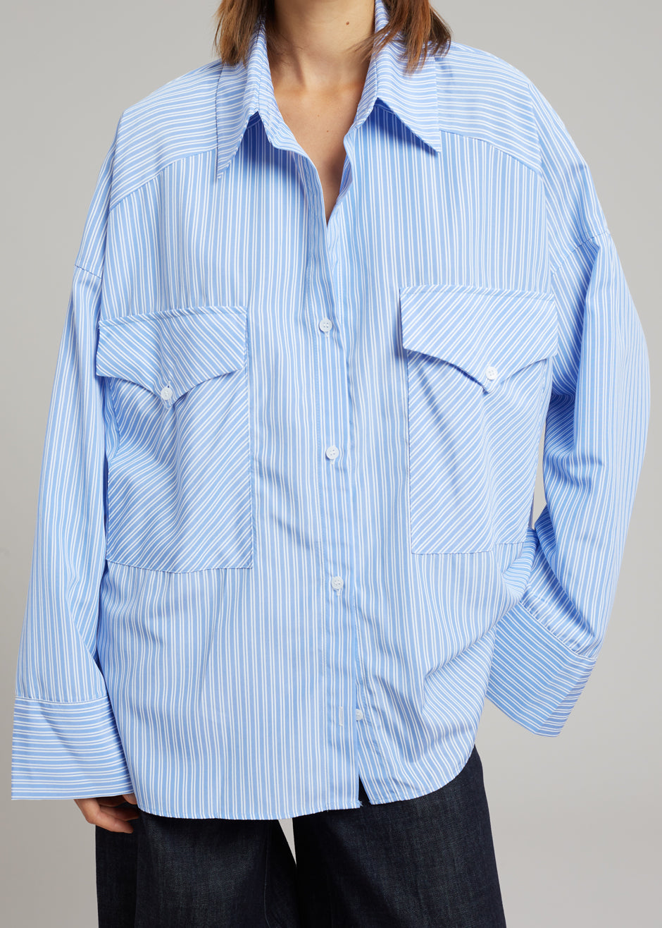 Orson Pocket Shirt - Blue Stripe