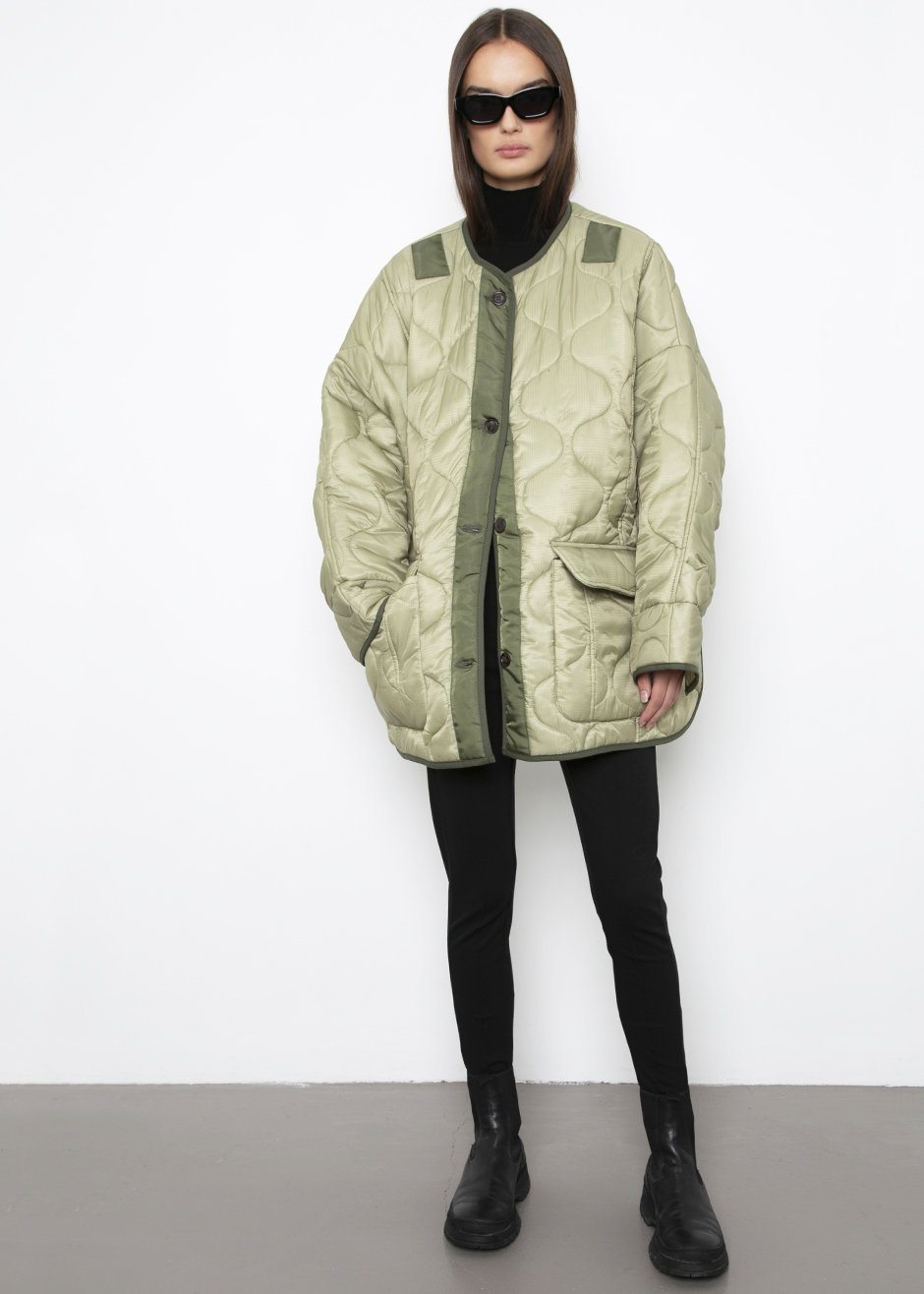 Teddy Quilted Jacket - Moss Green