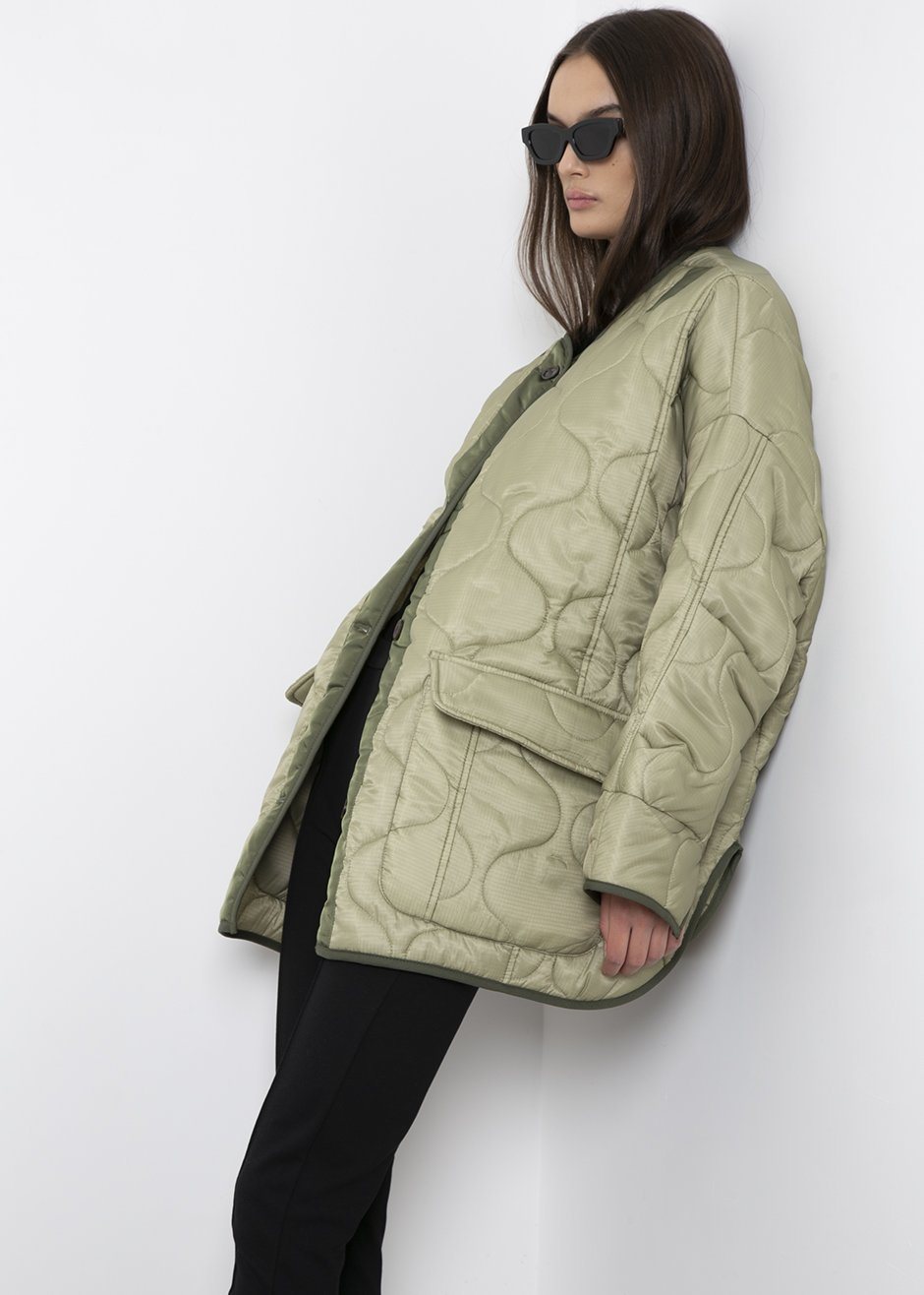 Teddy Quilted Jacket - Moss Green