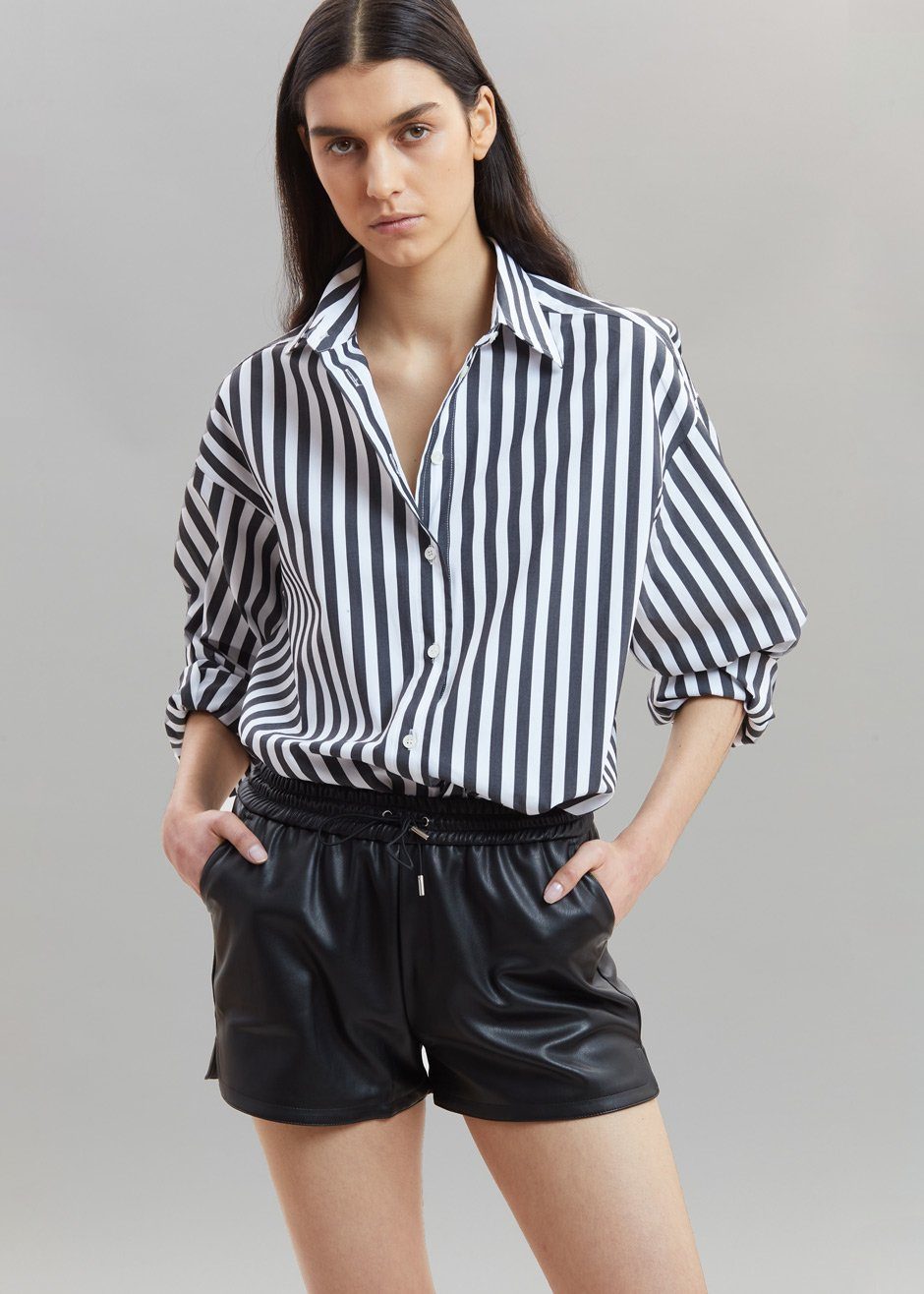 Sylvia Striped Oxford Shirt - Faded Black/White