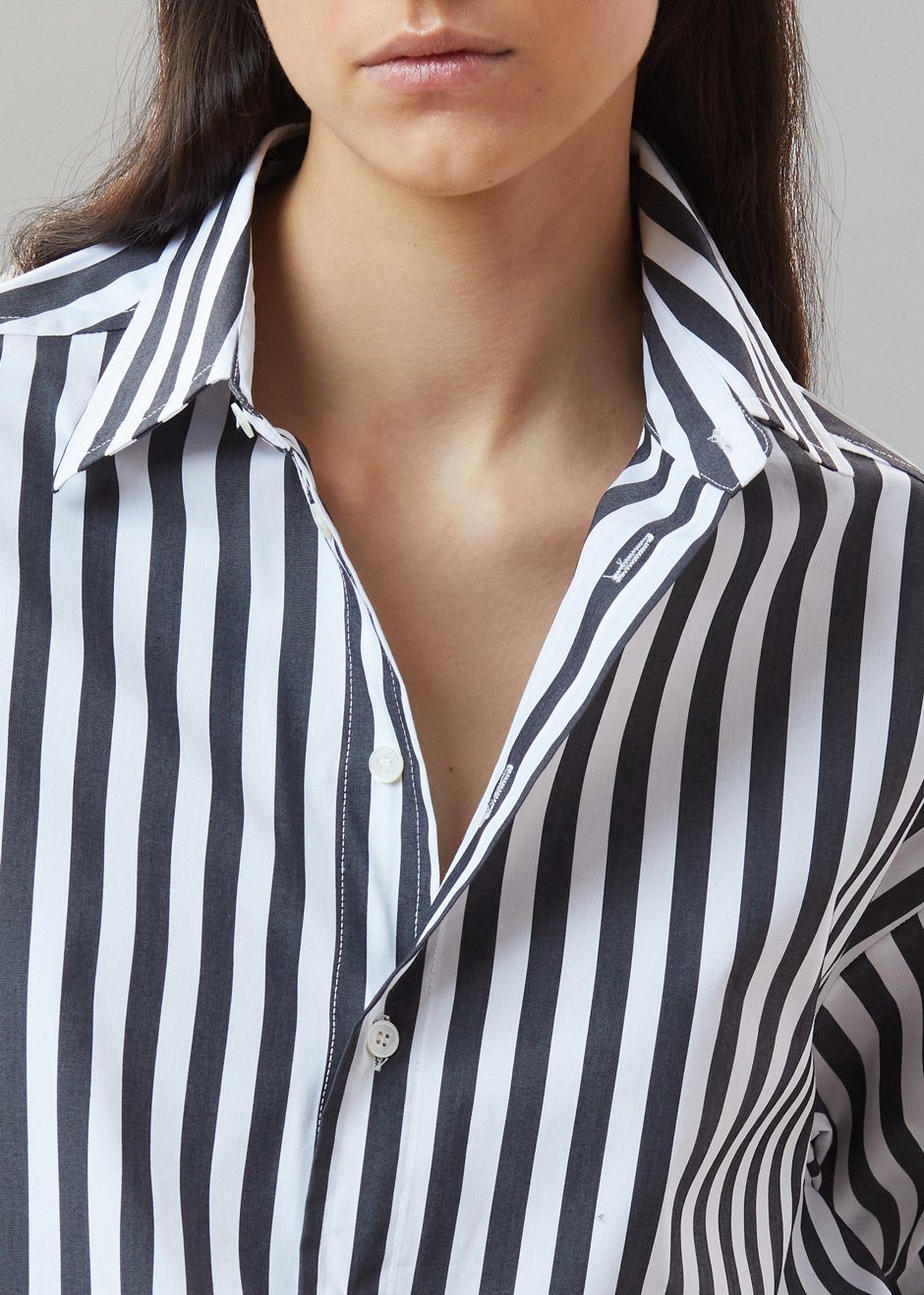 Sylvia Striped Oxford Shirt - Faded Black/White