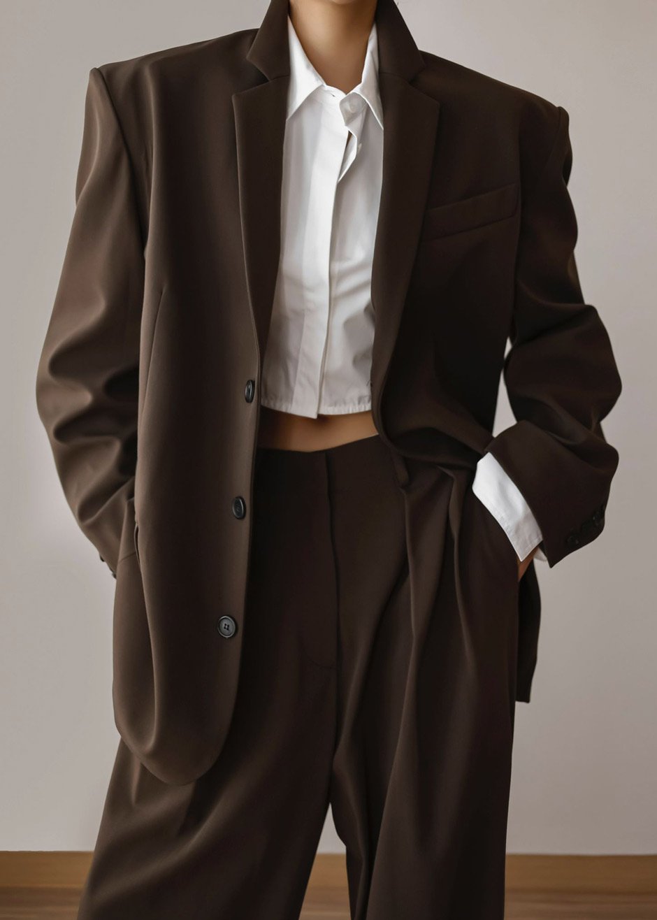 Tansy Oversized Blazer - Chocolate