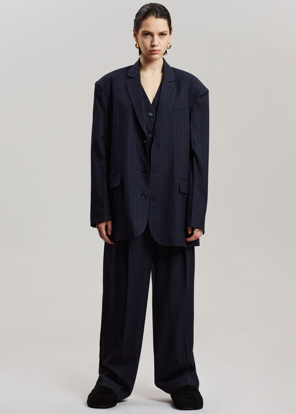 Tansy Oversized Blazer - Navy Pinstripe