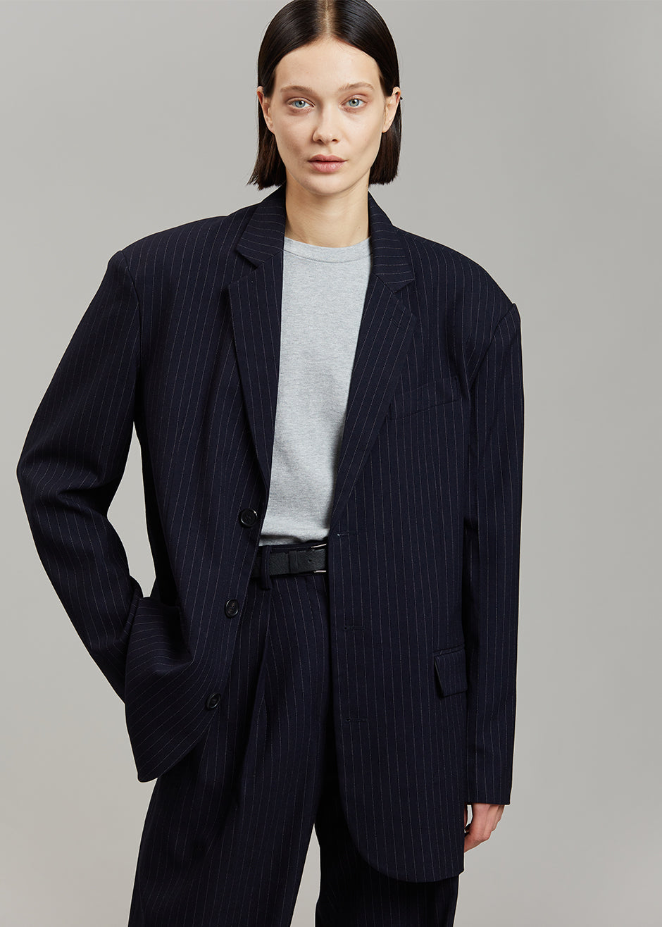 Tansy Oversized Blazer - Navy Pinstripe