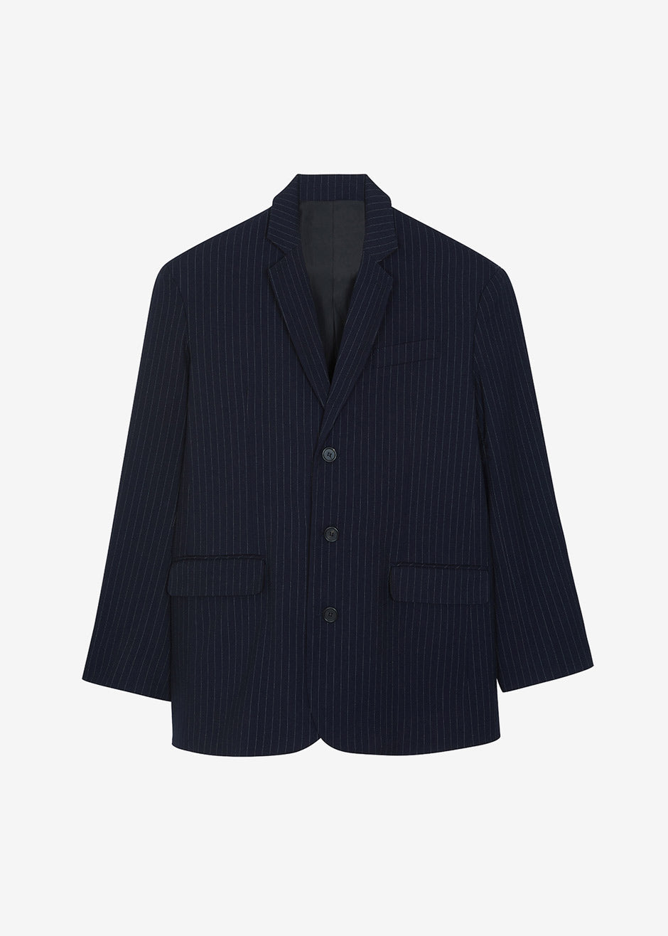 Tansy Oversized Blazer - Navy Pinstripe