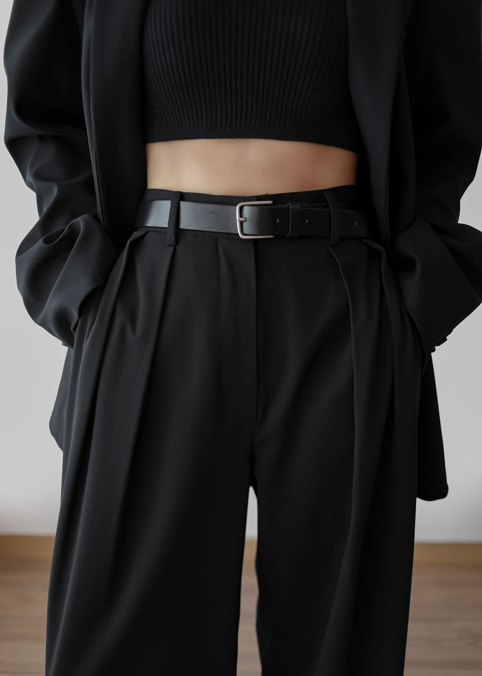 Tansy Pleated Trousers - Black