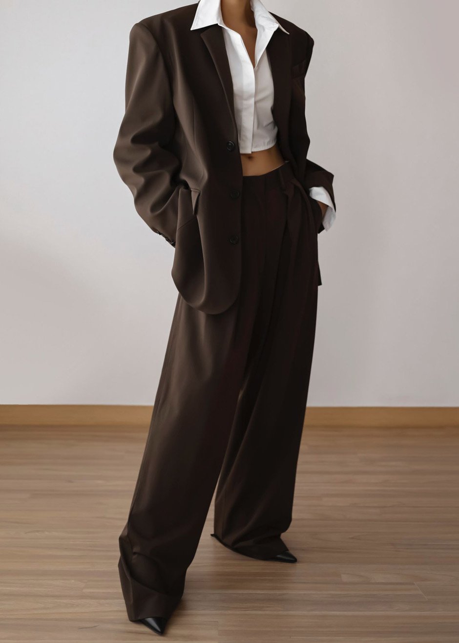 Tansy Pleated Trousers - Chocolate