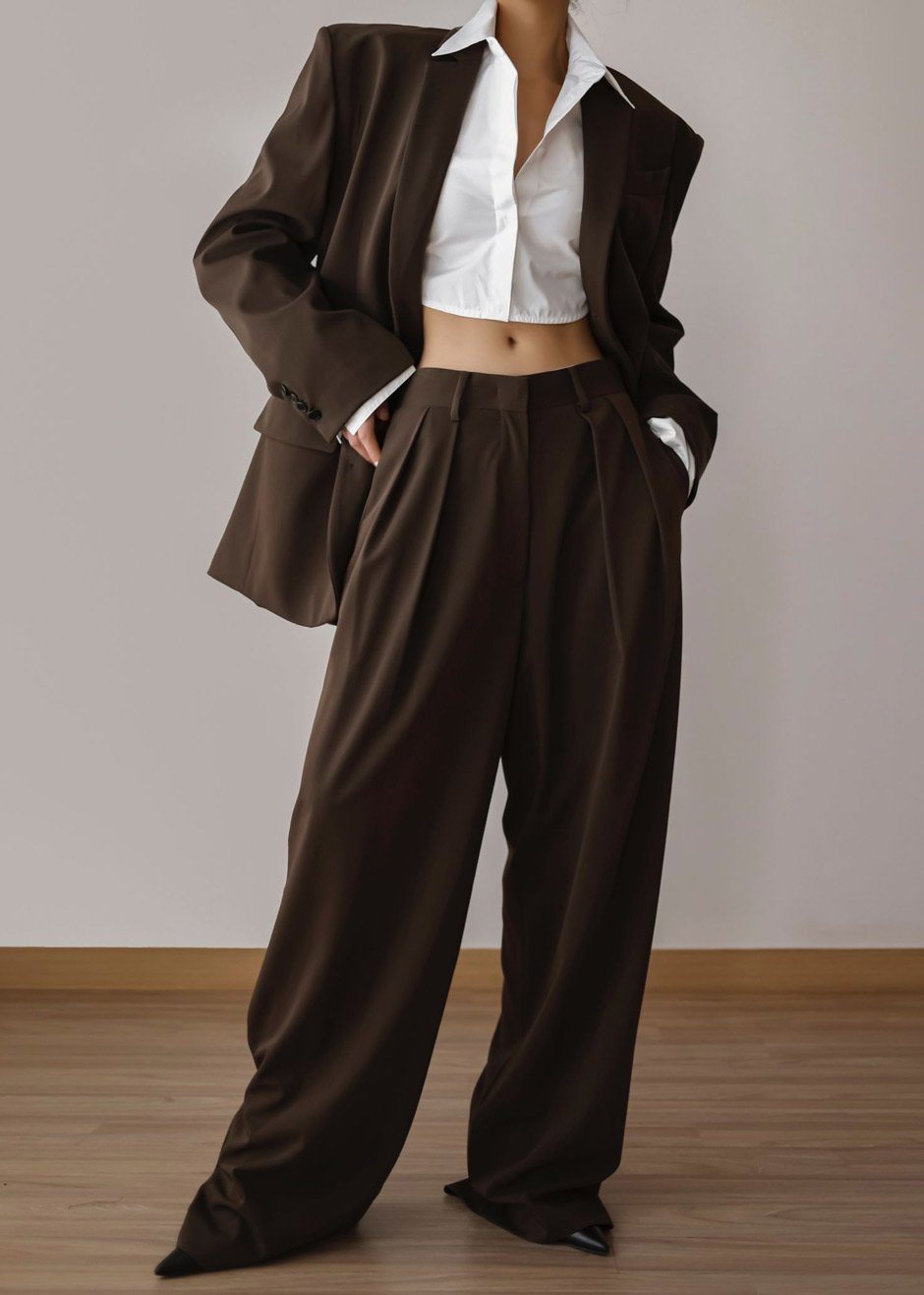 Tansy Pleated Trousers - Chocolate