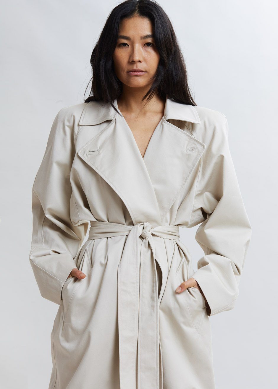 Marisol Box Shoulder Trench - Bone